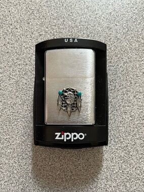 Zippo Brushed Chrome Lighter with Dreamcatcher Emblem